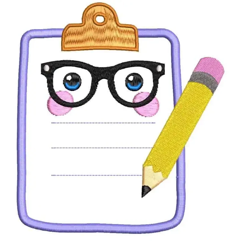 5x7 Notepad with Pencil Embroidery Design