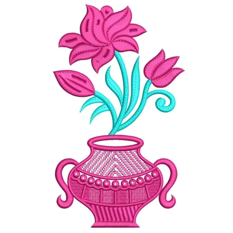 Pot Flowers Embroidery Freebie Design