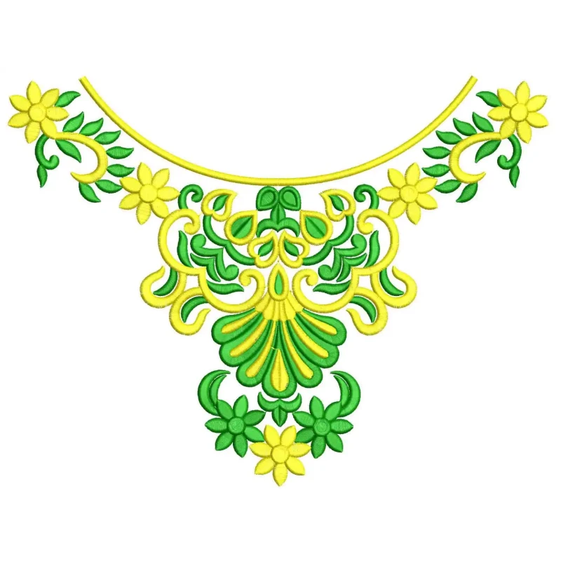 Floral Neck Embroidery Design Freebie